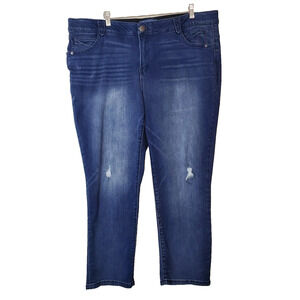 Democracy 22 Ab Technology Women’s‎ Straight Jeans Blue Stretch "ab" Distressed